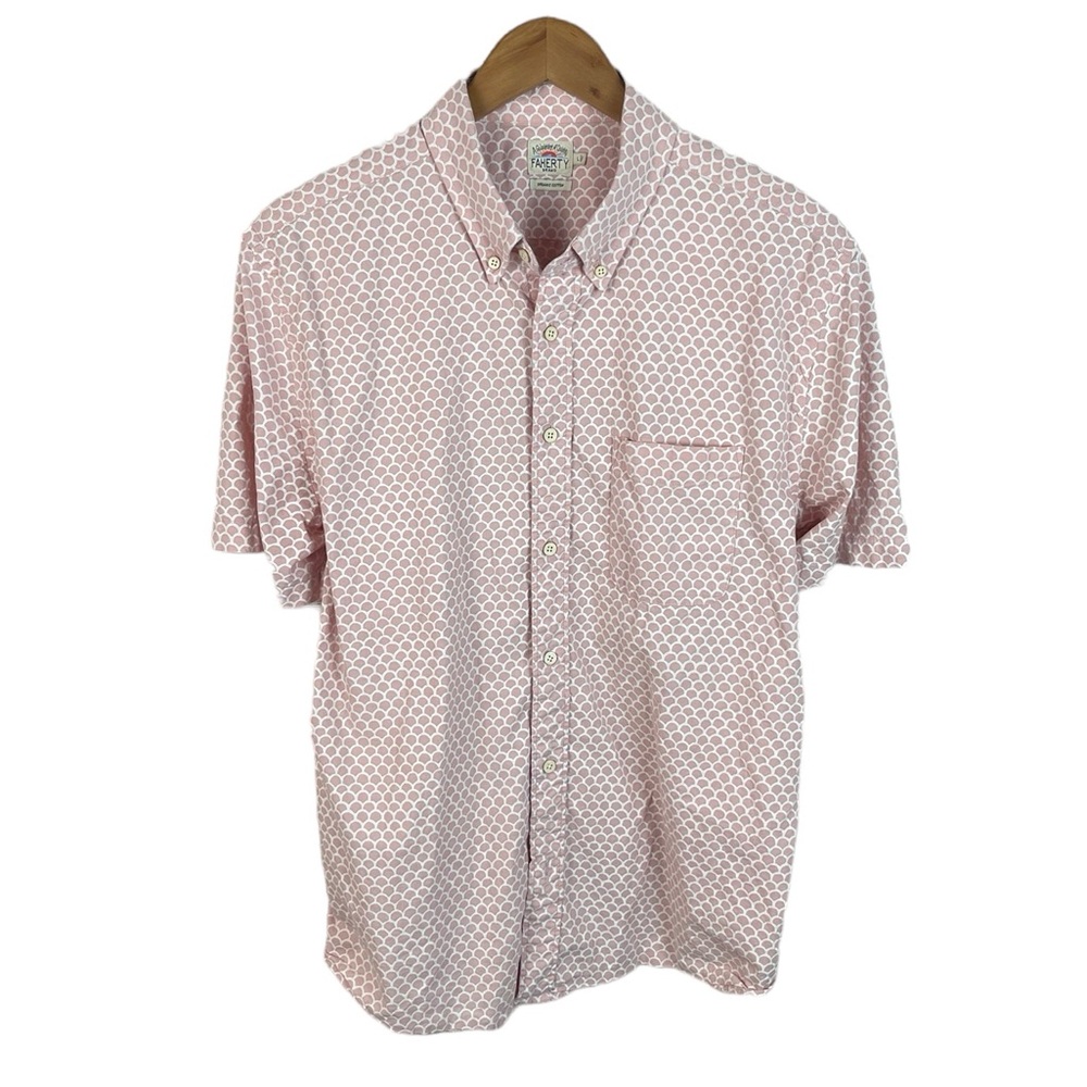 FAHERTY Brand Casual Beach Organic Cotton Button Down Shirt L BF1339 Men’s